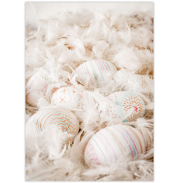 Jajka pisanki Wielkanoc pióra wiosna plakat